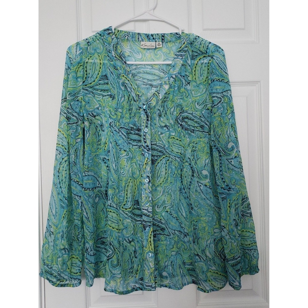 Kim Rogers Womans Button‎ down Blouse Size Medium Petite